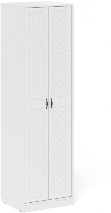 Прихожая П-6 Шкаф, белая шагрень/фасады МДФ белое дерево фрезеровка ромб