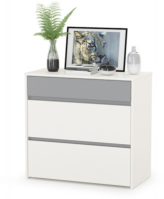 Торонто 13.321 Комод, белый шагрень/стальной серый