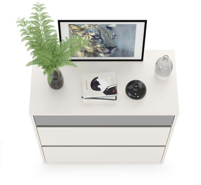 Торонто 13.321 Комод, белый шагрень/стальной серый