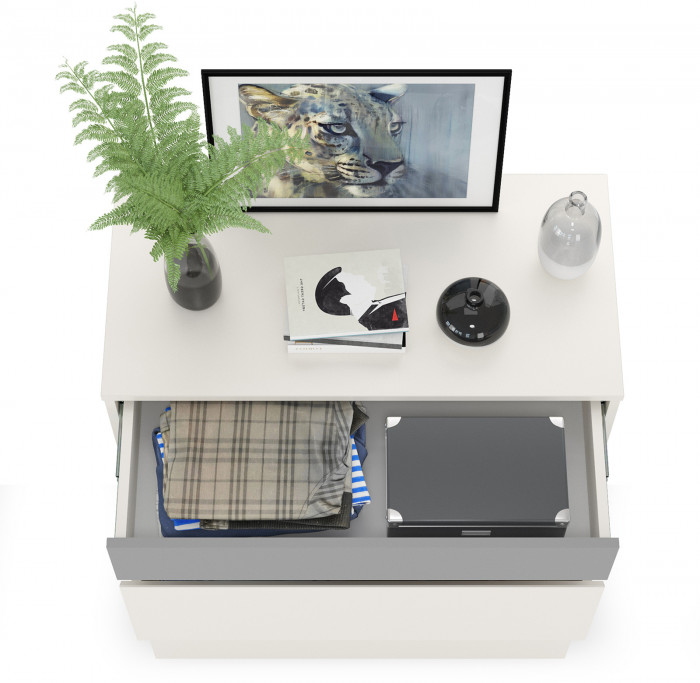 Торонто 13.321 Комод, белый шагрень/стальной серый