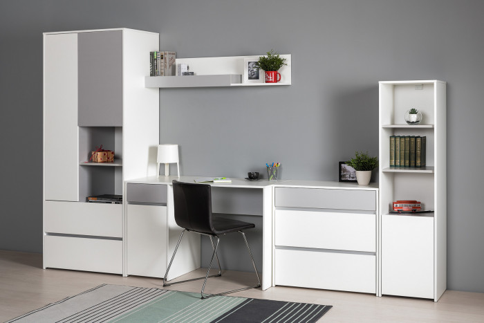 Торонто 13.321 Комод, белый шагрень/стальной серый