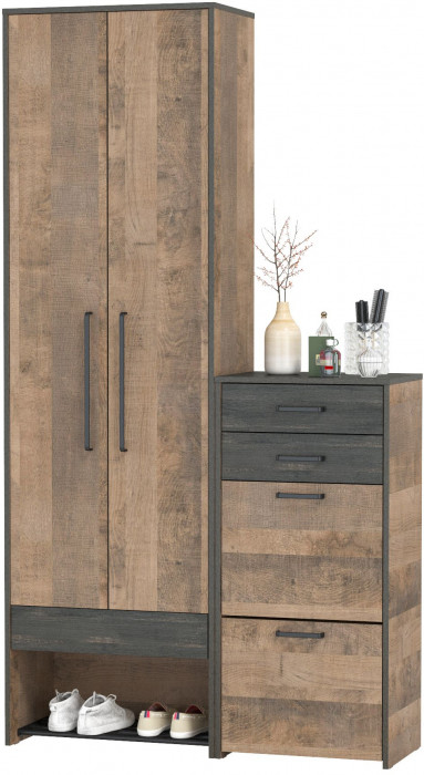 Трувор 13.328.02 Шкаф для одежды + 13.241.06 Тумба для обуви, дуб гранж песочный/интра