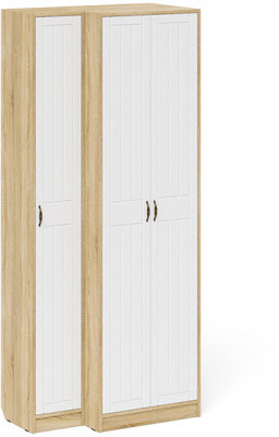 Прихожая П-6 Шкаф + Пенал, цвет дуб сонома/фасады МДФ белое дерево фрезеровка прованс, ШхГхВ 90х50х210 см., универсальная сборка