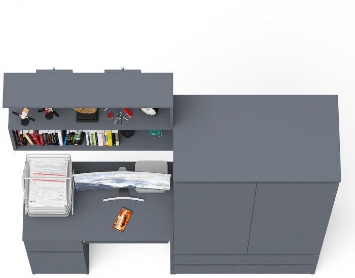 Мори компьютерный стол МС-1 левый + Шкаф МШ900.1 + Полка 900, графит