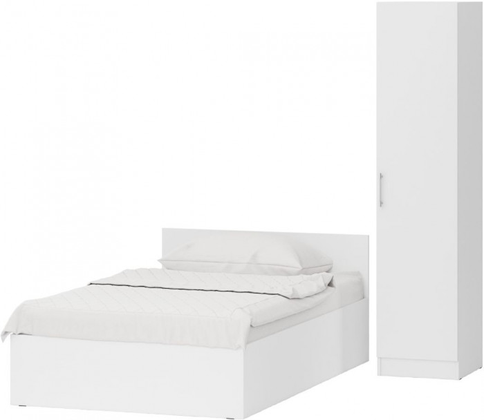 Кровать 1200 + Пенал Стандарт, цвет белый, ШхГхВ 123,5х203,5х70 + 45х52х200 см., сп.м. 1200х2000 мм., без матраса, основание есть