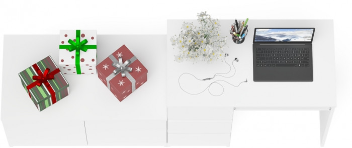 Мори Стол компьютерный МС-6 левый + Тумба МА900.1, цвет белый, ШхГхВ 180,4х50,4х76,6 см., выдвижные ящики слева, НЕ универсальная сборка