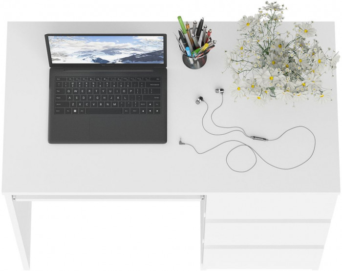 Мори Стол компьютерный МС-6 правый, цвет белый, ШхГхВ 90х50х76,6 см., выдвижные ящики справа, НЕ универсальная сборка