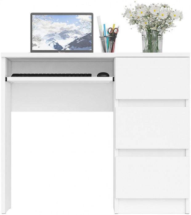 Мори Стол компьютерный МС-6 правый, цвет белый, ШхГхВ 90х50х76,6 см., выдвижные ящики справа, НЕ универсальная сборка