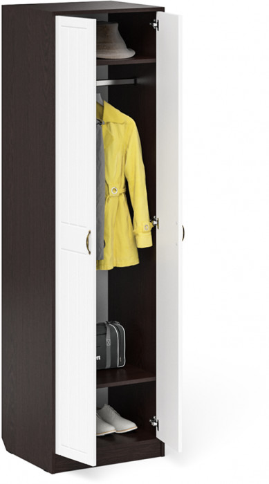 Прихожая П-6 Шкаф, венге/фасады МДФ белое дерево фрезеровка прованс