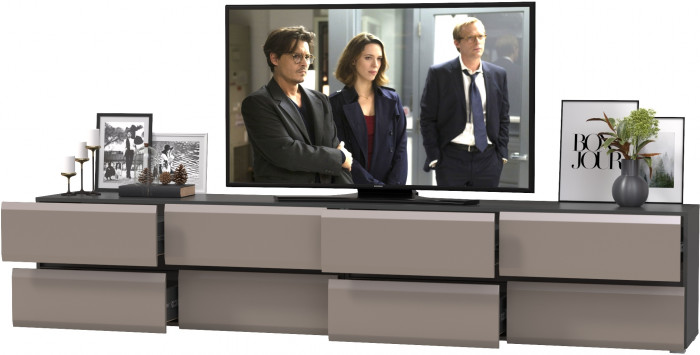 Сидней 13.63 + 13.63 Тумба под ТВ, корпус: антрацит/фасады: МДФ веллюто капучино