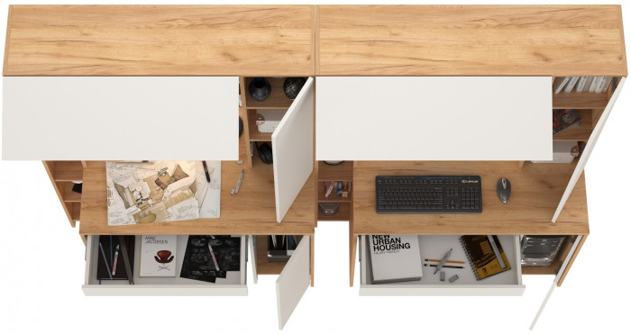 компьютерный стол Комфорт 12.71 + компьютерный стол Комфорт 12.71, дуб золотой/белый