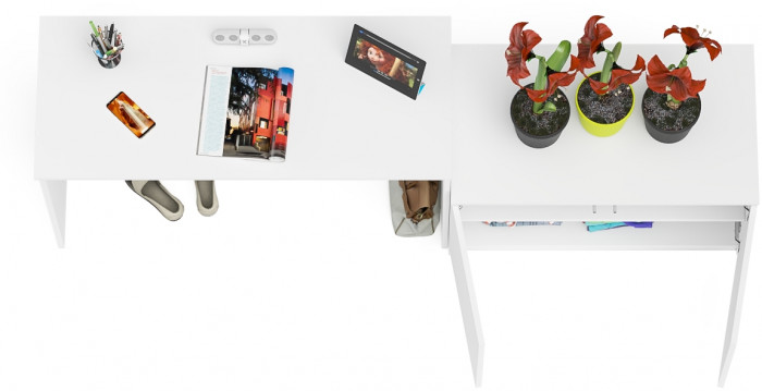 Мори письменный стол МСП1200.1 + Тумба МА900.1, белый