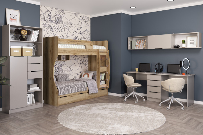Набор мебели для подростковой "Мадрид", Кашемир/Дуб делано