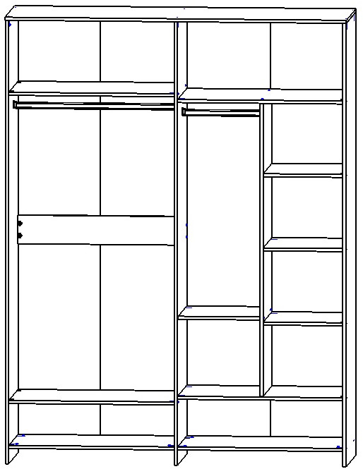 Шкаф для одежды 4-х дверный "Ривьера" - Ясень снежный/Графит