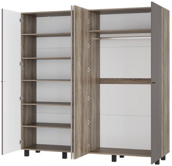 "Олива" ШК-13 Шкаф 4-х створчатый Дуб каньон/МФ14 Муссон софт