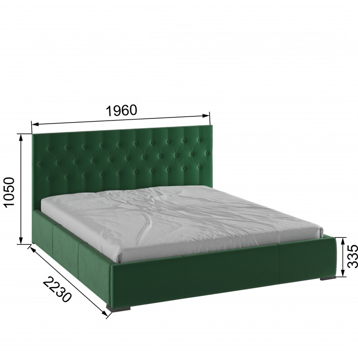 Рио Кровать интерьерная 180 изумруд квадрат, ортопед