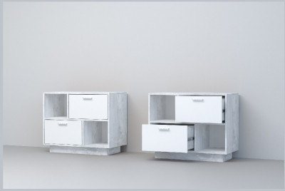 Эго Тумба Т-1 ПД (Глянец Белый/Бетон Светлый)