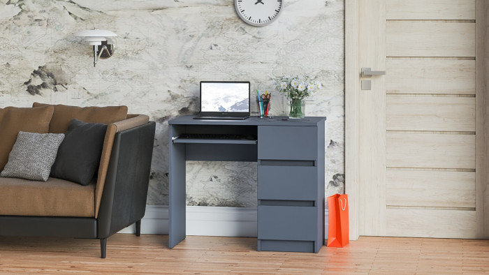 Мори Стол компьютерный МС-6 правый, цвет графит, ШхГхВ 90х50х76,6 см., выдвижные ящики справа, НЕ универсальная сборка