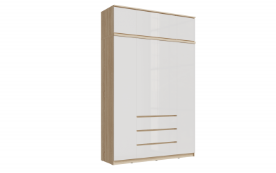 Челси Шкаф 1600 + антресоль 1600 (Белый глянец, Дуб Сонома)