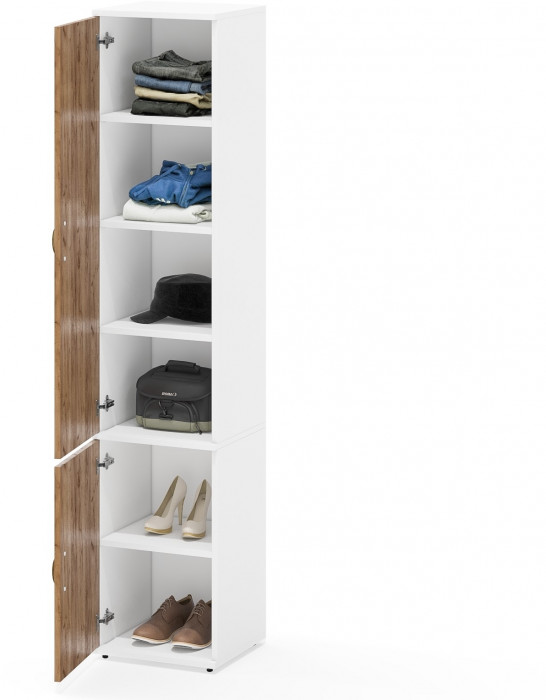 Лидер-8 Модуль Пенал МД 22Б, белый шагрень/крафт золото