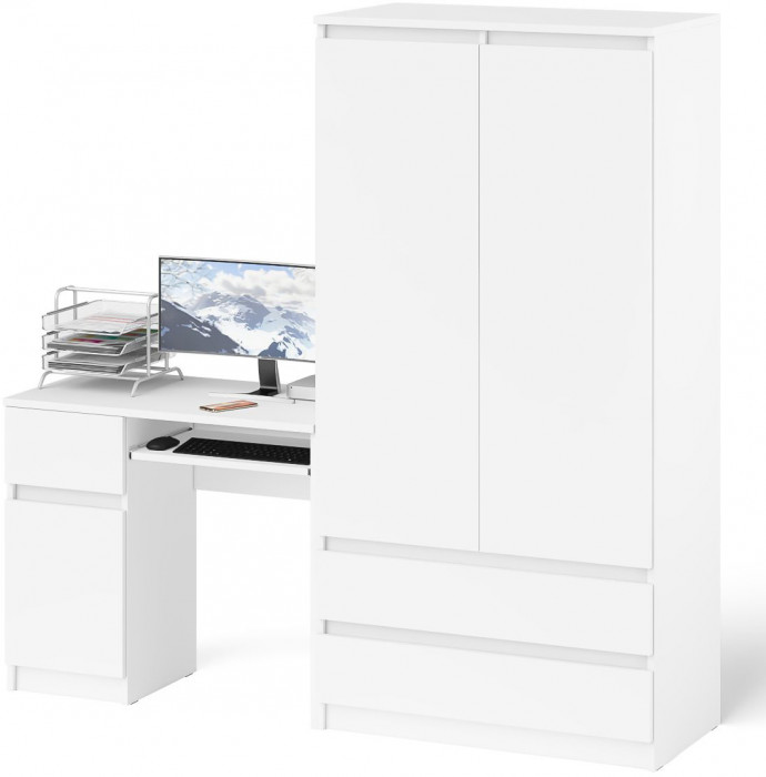 Мори компьютерный стол МС-1 левый + Шкаф МШ900.1, белый