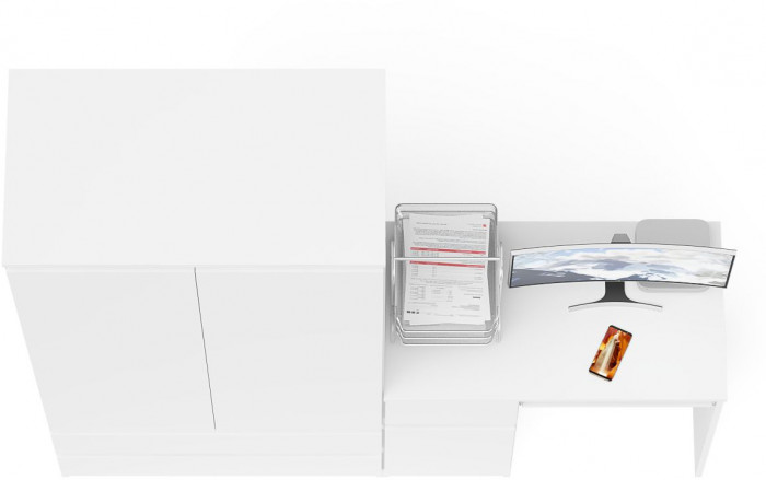 Мори компьютерный стол МС-1 левый + Шкаф МШ900.1, белый