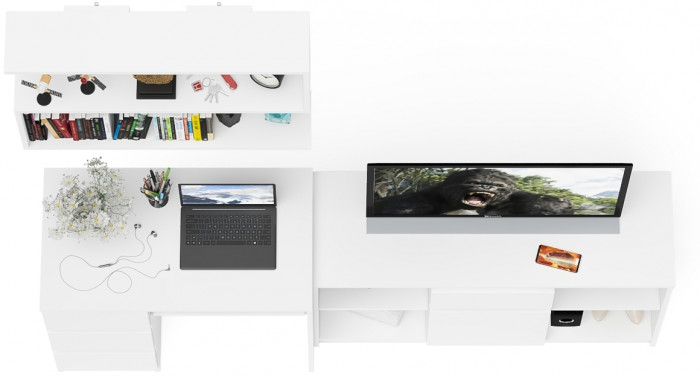 Мори компьютерный стол МС-6 левый + Тумба МТВ1204.1 + Полка 900, белый