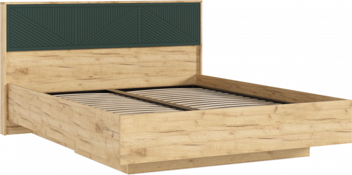 Сильвия Кровать парящая 1,6м (ортопед дерево) с подсветкой Браш Мени Грин/Дуб Крафт, Дуб Крафт