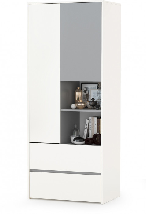 Торонто 11.39 Кровать + 13.333 Шкаф для одежды, цвет белый шагрень/стальной серый, ШхГхВ 274х84,4х195,7 см., сп. м. 800х1900 мм., б/м, основание есть