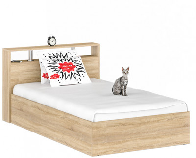 Камелия Кровать 1200, цвет дуб сонома, ШхГхВ 123,5х217х78,2 см., сп.м. 1200х2000 мм., без матраса, основание есть