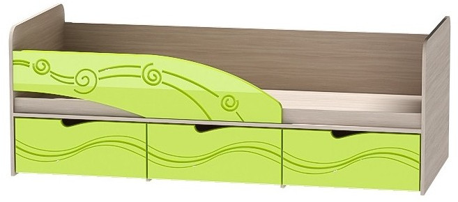 Детская кровать Бриз-3 80х190, волна (Шоколад/Ясень шимо светлый/Левый)