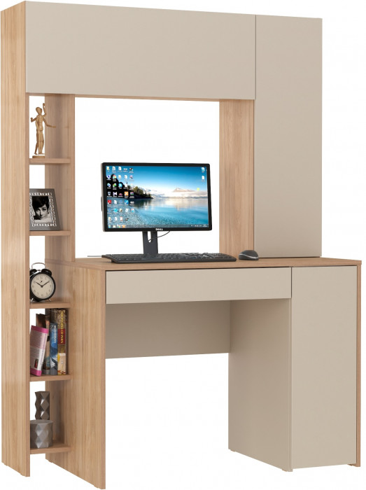 компьютерный стол Комфорт 12.71, гикори рокфорд натуральный/сатин