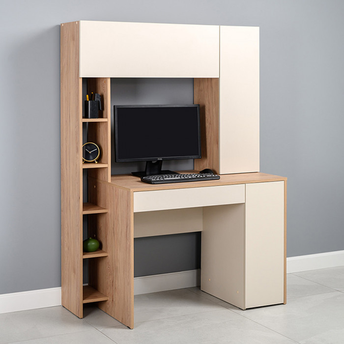 компьютерный стол Комфорт 12.71, гикори рокфорд натуральный/сатин