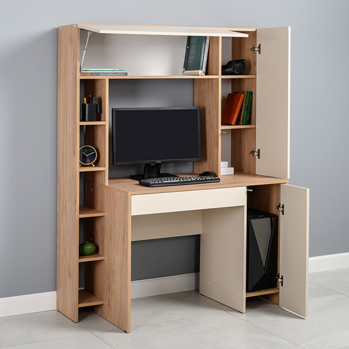 компьютерный стол Комфорт 12.71, гикори рокфорд натуральный/сатин