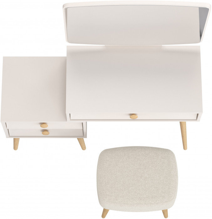 Афина Спальня 4-25901М1к.с. Трюмо + Банкетка 6-5135ТКШбеж Полли, кашемир серый/ткань бежевая