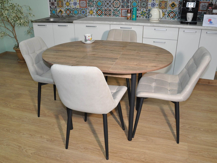 Обеденная группа Ника / Стул Х 4 шт. / Дуб Веллингтон/черный / бид 01