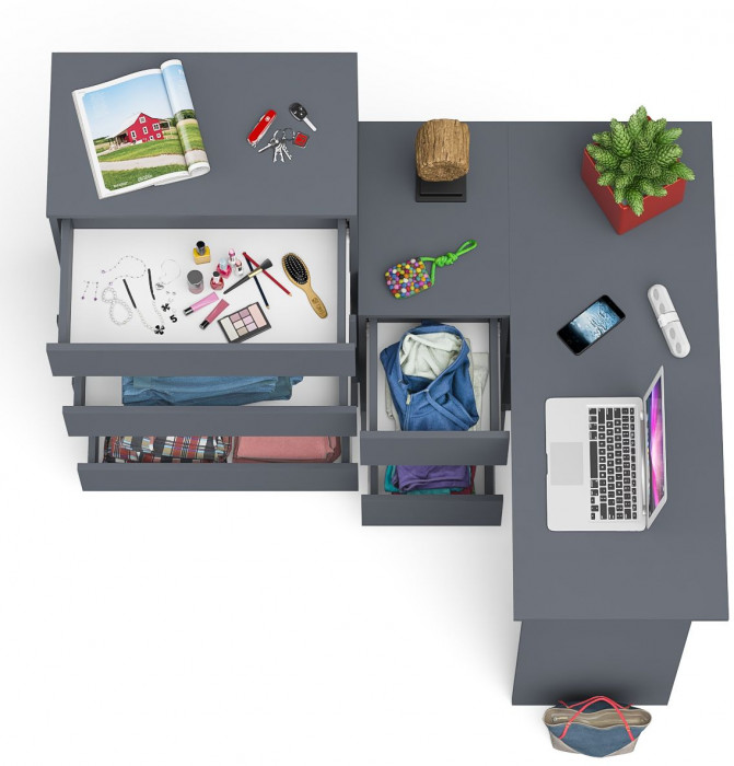 Мори компьютерный стол МС-16 левый + Комод МК700.5, графит