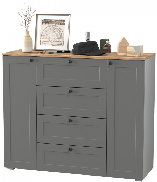 Остин 16.221 Комод, серый графит/дуб крафт золотой