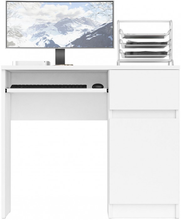 Мори Стол компьютерный МС-1 правый, цвет белый, ШхГхВ 90х50х76,6 см., выдвижной ящик справа, НЕ универсальная сборка