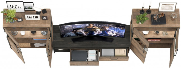 Трувор Гостиная 068, цвет дуб гранж песочный/интра, ШхГхВ 321,4х45,4х135,3 см., универсальная сборка