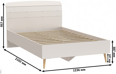 Афина Спальня Кровать 1200 + Трюмо + Тумба, цвет кашемир серый, ШхГхВ 123,6х210,2х95,7 + 105х38,6х129 + 45х37х45 см., 1200х2000 мм., б/м, осн. есть