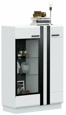 Магнолия Шкаф со стеклом низкий, белый глянец