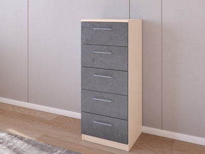 Комод 02/23 45х40х110 Дуб молочный/Железный Камень