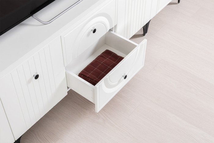 Валенсия Гостиная № 054, цвет ЛДСП белый шагрень/МДФ белый шагрень, ШхГхВ 188,1х38,3х225,2 см., универсальная сборка