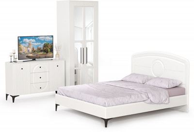 Валенсия Спальня № 17, цвет ЛДСП белый шагрень/МДФ белый шагрень, ортопед есть, сп. м. 1600х2000 мм., б/м