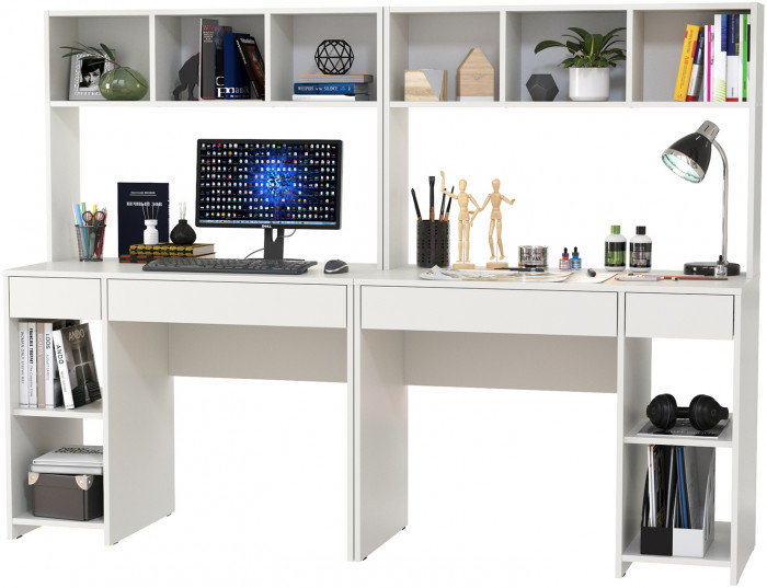компьютерный стол Комфорт 12.77F + компьютерный стол Комфорт 12.77F, белый шагрень