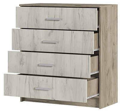 ГАРМОНИЯ КМ 601 комод 4 ящика (0,85х0,934х0,408) дуб крафт белый/дуб крафт серый