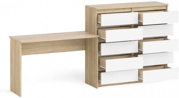 Мори письменный стол МСП1200.1 + Комод МК1200.10, дуб сонома/белый