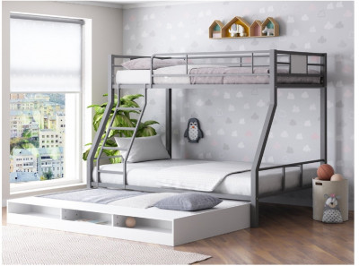 Двухъярусная кровать Гранада 1КВ (Дуб молочный, Белый)