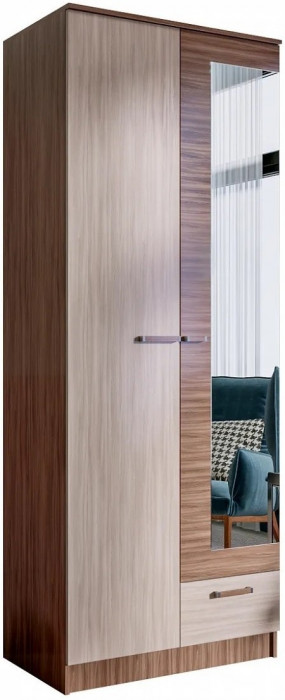 Адель Шкаф 0,8 платяной (Дуб Вотан / Белый глянец)